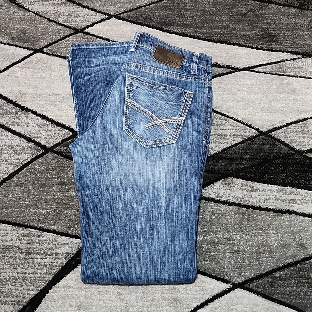 BKE TYLER EMBROIDERED STRAIGHT LEG  XLONG DENIM JEAN 31